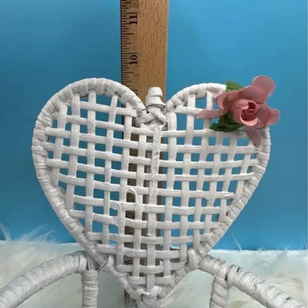 Rattan White Planter or Doll Chair